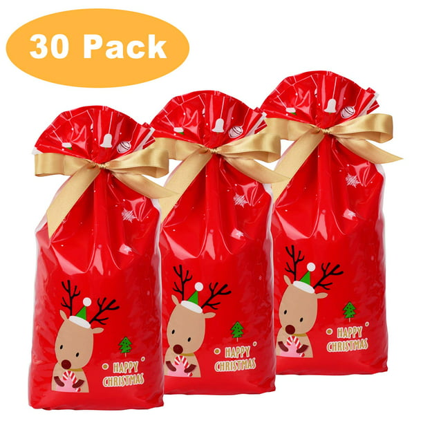 30 Foil Gift Bags Ribbon Party Bag Wedding Favours Christmas Candy Wrapping Bags